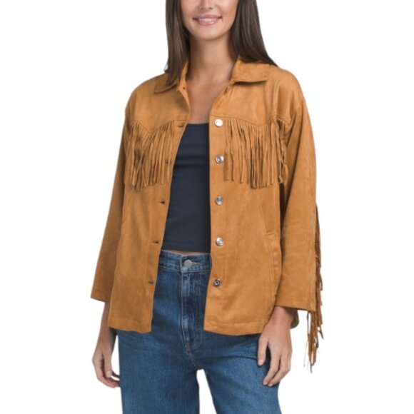 Moon River Jackets & Blazers - MOON RIVER Faux Suede Fringe Jacket
